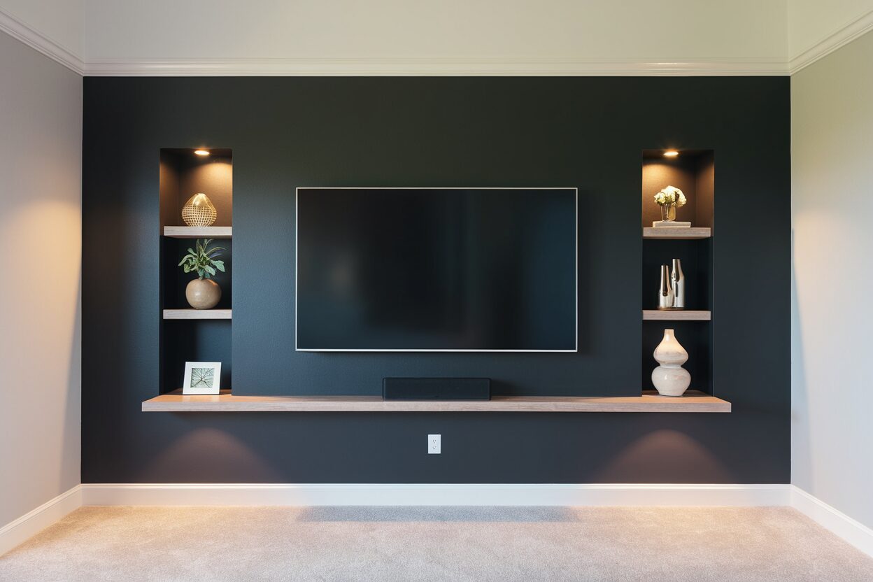 TV wall mounting with hidden cables